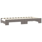 vidaXL Pat de zi cu extensie și sertare, gri taupe, 100x200 cm, textil