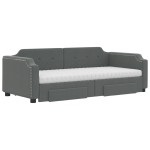 vidaXL Pat de zi cu extensie și sertare, gri închis, 90x190cm, textil
