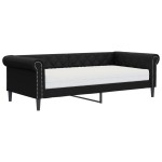 vidaXL Pat de zi cu saltea, negru, 90x200 cm, piele ecologică
