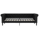 vidaXL Pat de zi cu saltea, negru, 90x200 cm, piele ecologică