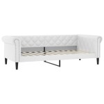 vidaXL Pat de zi cu saltea, alb, 90x200 cm, piele ecologică