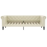 vidaXL Pat de zi cu saltea, crem, 90x200 cm, piele ecologică