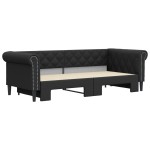 vidaXL Pat de zi cu extensie, negru, 90x200 cm, piele ecologică vidaXL Pat de zi cu extensie, negru, 90x200 cm, piele ecologică