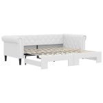 vidaXL Pat de zi cu extensie, alb, 90x200 cm, piele ecologică