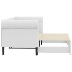 vidaXL Pat de zi cu extensie, alb, 90x200 cm, piele ecologică
