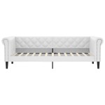 vidaXL Pat de zi cu extensie, alb, 90x200 cm, piele ecologică