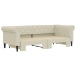 vidaXL Pat de zi cu extensie, crem, 90x200 cm, piele ecologică vidaXL Pat de zi cu extensie, crem, 90x200 cm, piele ecologică