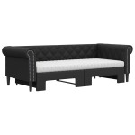 vidaXL Pat de zi cu extensie și saltele negru 90x200cm piele ecologică vidaXL Pat de zi cu extensie și saltele negru 90x200cm piele ecologică
