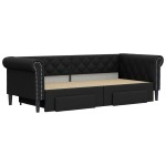 vidaXL Pat de zi cu extensie și sertare negru 90x200cm piele ecologică