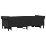 vidaXL Pat de zi cu extensie și sertare negru 90x200cm piele ecologică