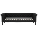 vidaXL Pat de zi cu extensie și sertare negru 90x200cm piele ecologică