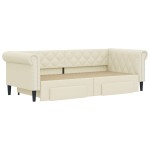 vidaXL Pat de zi cu extensie și sertare crem 90x200 cm piele ecologică vidaXL Pat de zi cu extensie și sertare crem 90x200 cm piele ecologică