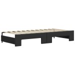 vidaXL Pat de zi cu extensie și sertare negru 90x200cm piele ecologică