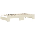 vidaXL Pat de zi cu extensie și sertare crem 90x200 cm piele ecologică