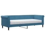 vidaXL Pat de zi cu saltea, albastru, 80x200 cm, catifea vidaXL Pat de zi cu saltea, albastru, 80x200 cm, catifea