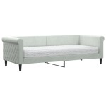 vidaXL Pat de zi cu saltea, gri deschis, 80x200 cm, catifea