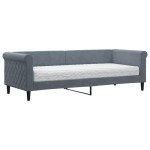 vidaXL Pat de zi cu saltea, gri închis, 80x200 cm, catifea