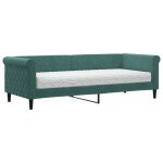 vidaXL Pat de zi cu saltea, verde închis, 80x200 cm, catifea
