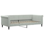 vidaXL Pat de zi cu saltea, gri deschis, 90x200 cm, catifea