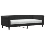 vidaXL Pat de zi cu saltea, negru, 90x200 cm, catifea