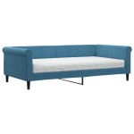 vidaXL Pat de zi cu saltea, albastru, 100x200 cm, catifea vidaXL Pat de zi cu saltea, albastru, 100x200 cm, catifea