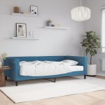 vidaXL Pat de zi cu saltea, albastru, 100x200 cm, catifea vidaXL Pat de zi cu saltea, albastru, 100x200 cm, catifea