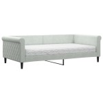 vidaXL Pat de zi cu saltea, gri deschis, 100x200 cm, catifea vidaXL Pat de zi cu saltea, gri deschis, 100x200 cm, catifea