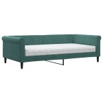 vidaXL Pat de zi cu saltea, verde închis, 100x200 cm, catifea