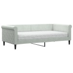 vidaXL Pat de zi cu saltea, gri deschis, 90x190 cm, catifea