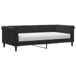 vidaXL Pat de zi cu saltea, negru, 90x190 cm, catifea