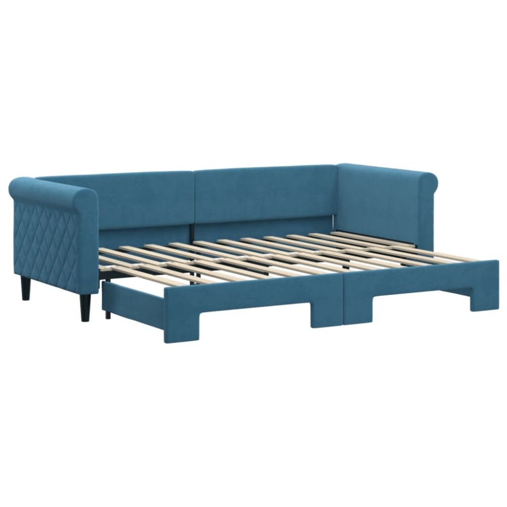 vidaXL Pat de zi cu extensie, albastru, 80x200 cm, catifea