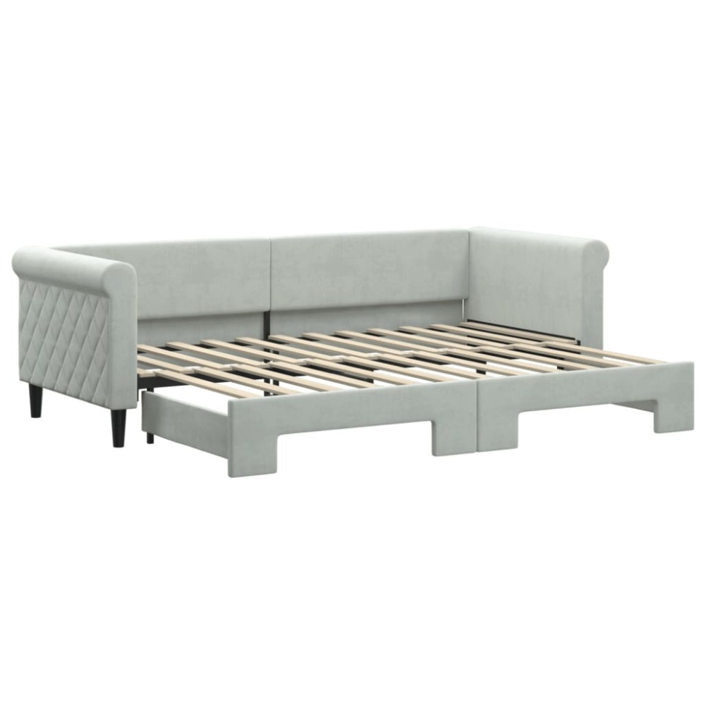 vidaXL Pat de zi cu extensie, gri deschis, 80x200 cm, catifea