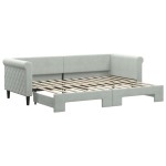 vidaXL Pat de zi cu extensie, gri deschis, 80x200 cm, catifea vidaXL Pat de zi cu extensie, gri deschis, 80x200 cm, catifea
