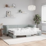 vidaXL Pat de zi cu extensie, gri deschis, 80x200 cm, catifea vidaXL Pat de zi cu extensie, gri deschis, 80x200 cm, catifea
