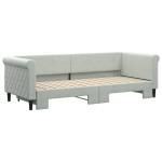 vidaXL Pat de zi cu extensie, gri deschis, 80x200 cm, catifea vidaXL Pat de zi cu extensie, gri deschis, 80x200 cm, catifea