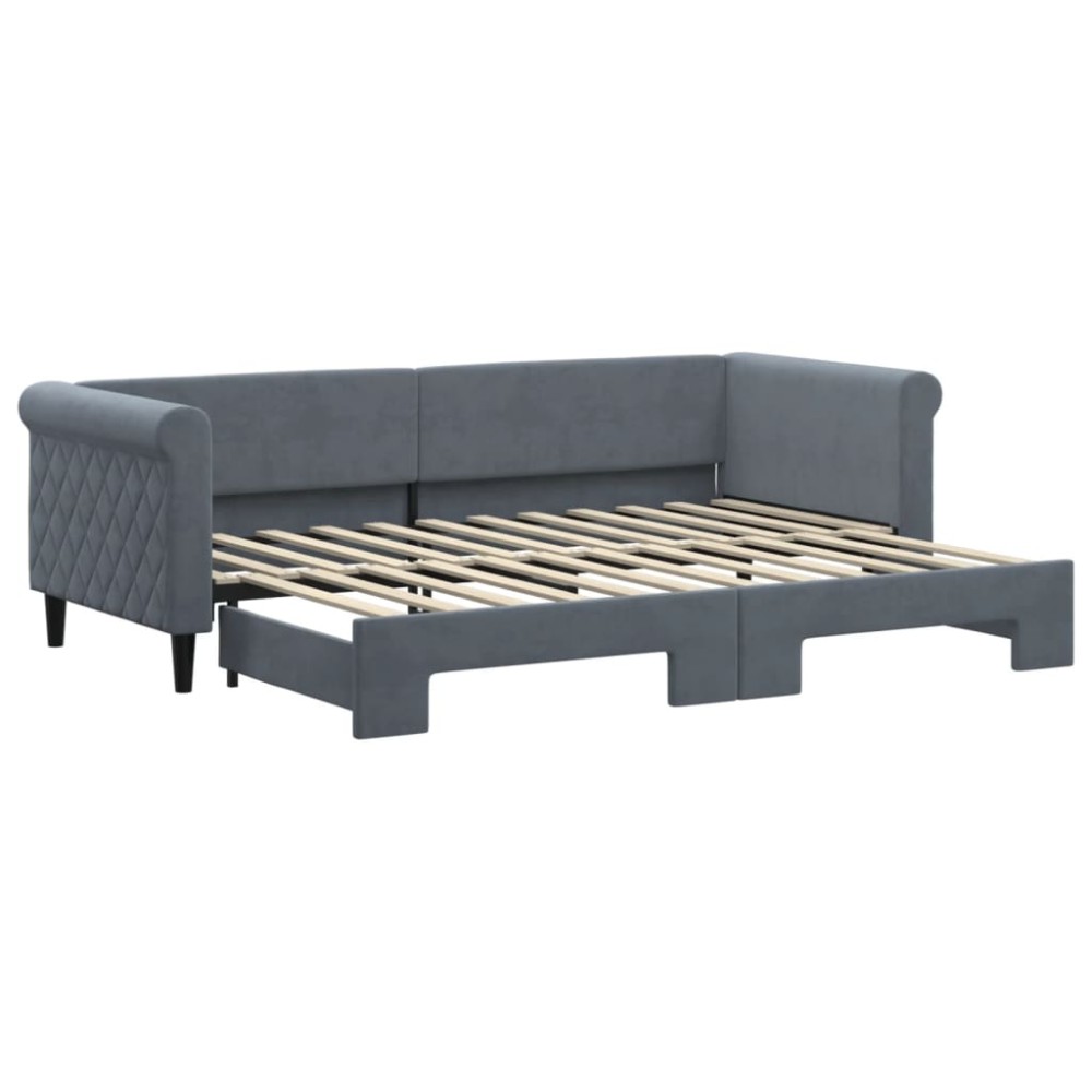 vidaXL Pat de zi cu extensie, gri închis, 80x200 cm, catifea