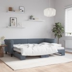 vidaXL Pat de zi cu extensie, gri închis, 80x200 cm, catifea vidaXL Pat de zi cu extensie, gri închis, 80x200 cm, catifea