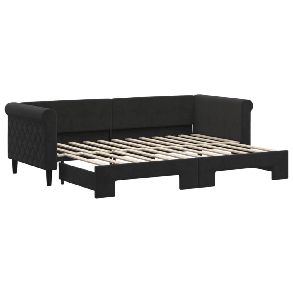 vidaXL Pat de zi cu extensie, negru, 80x200 cm, catifea