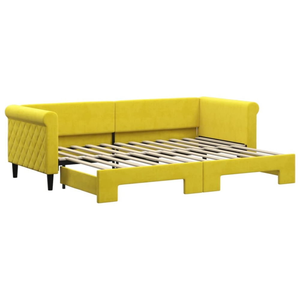 vidaXL Pat de zi cu extensie, galben, 80x200 cm, catifea