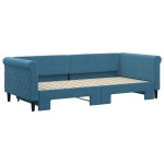 vidaXL Pat de zi cu extensie, albastru, 90x200 cm, catifea vidaXL Pat de zi cu extensie, albastru, 90x200 cm, catifea