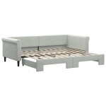 vidaXL Pat de zi cu extensie, gri deschis, 90x200 cm, catifea vidaXL Pat de zi cu extensie, gri deschis, 90x200 cm, catifea