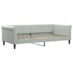 vidaXL Pat de zi cu extensie, gri deschis, 90x200 cm, catifea vidaXL Pat de zi cu extensie, gri deschis, 90x200 cm, catifea