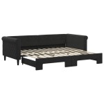 vidaXL Pat de zi cu extensie, negru, 90x200 cm, catifea vidaXL Pat de zi cu extensie, negru, 90x200 cm, catifea
