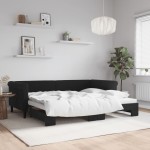 vidaXL Pat de zi cu extensie, negru, 90x200 cm, catifea vidaXL Pat de zi cu extensie, negru, 90x200 cm, catifea
