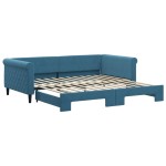 vidaXL Pat de zi cu extensie, albastru, 100x200 cm, catifea