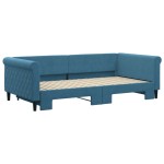 vidaXL Pat de zi cu extensie, albastru, 100x200 cm, catifea