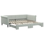 vidaXL Pat de zi cu extensie, gri deschis, 100x200 cm, catifea vidaXL Pat de zi cu extensie, gri deschis, 100x200 cm, catifea
