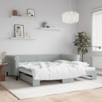 vidaXL Pat de zi cu extensie, gri deschis, 100x200 cm, catifea vidaXL Pat de zi cu extensie, gri deschis, 100x200 cm, catifea