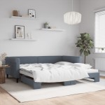 vidaXL Pat de zi cu extensie, gri închis, 100x200 cm, catifea vidaXL Pat de zi cu extensie, gri închis, 100x200 cm, catifea