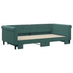 vidaXL Pat de zi cu extensie, verde închis, 100x200 cm, catifea